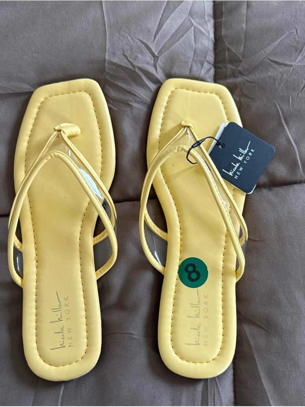 Nicole Miller Yellow Square-Toe Strappy Sandals